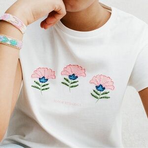 MAGO White Floral Embroidered Tee Girl